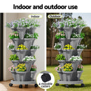 Green Fingers Raised Garden Bed 5 Tier Vertical Garden Grey Strawberry Stackable Planters Herbs Petunias-6