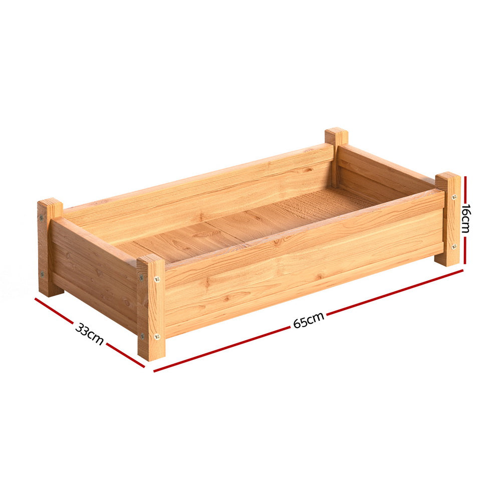 Green Fingers Garden Bed 65x33x16cm Wooden Planter Box Raised Container Growing - 0