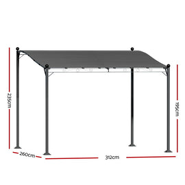 Instahut Gazebo Marquee 3m Outdoor Event Wedding Tent Camping Party Shade Iron Art Canopy Grey - 0
