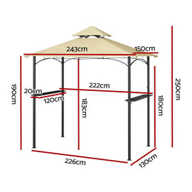 Instahut Gazebo Outdoor Patio Marquee BBQ Grill Shelter Garden Shade Hooks Beige - 0