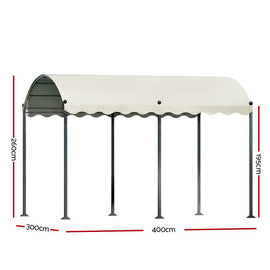Instahut Gazebo Marquee 4x3m Outdoor Event Wedding Tent Camping Party Shade Iron Art Canopy Beige - 0
