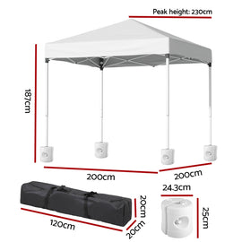 Instahut Gazebo 2x2m Outdoor Patio Garden Marquee Shade w/ Base Pods White - 0