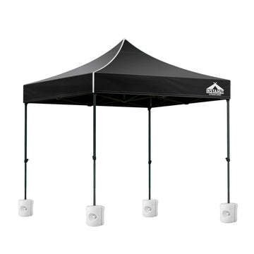 Instahut Gazebo Pop Up Marquee 3x3 Folding 500D Wedding Tent Base Pod Black - 0