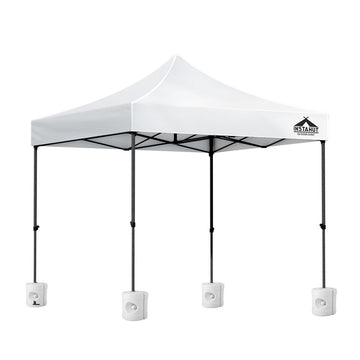 Instahut Gazebo Pop Up 3x3m w/Base Podx4 Marquee Folding Outdoor Wedding Camping Tent Shade Canopy White - 0