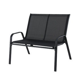 Gardeon Garden Bench Seat Steel Outdoor Patio Park Lounge Backyard Chair Black - 0