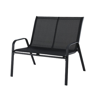 Gardeon Garden Bench Seat Steel Outdoor Patio Park Lounge Backyard Chair Black - 0