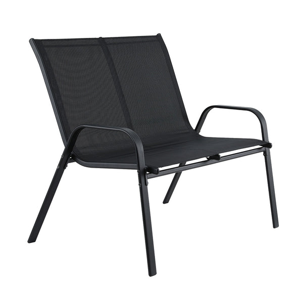Gardeon Garden Bench Seat Steel Outdoor Patio Park Lounge Backyard Chair Black