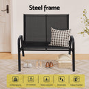 Gardeon Garden Bench Seat Steel Outdoor Patio Park Lounge Backyard Chair Black-5