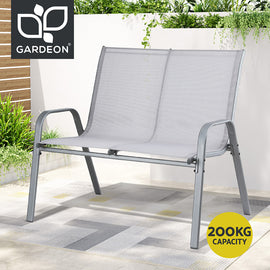 Gardeon Garden Bench Seat Steel Outdoor Patio Park Lounge Backyard Chair Grey