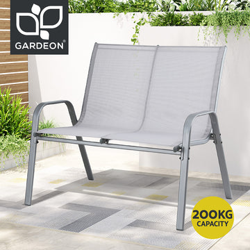 Gardeon Garden Bench Seat Steel Outdoor Patio Park Lounge Backyard Chair Grey