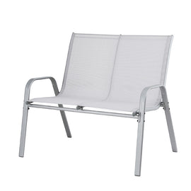 Gardeon Garden Bench Seat Steel Outdoor Patio Park Lounge Backyard Chair Grey - 0