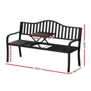 Gardeon Outdoor Garden Bench Seat Loveseat Steel Foldable Table Patio Furniture Black-2