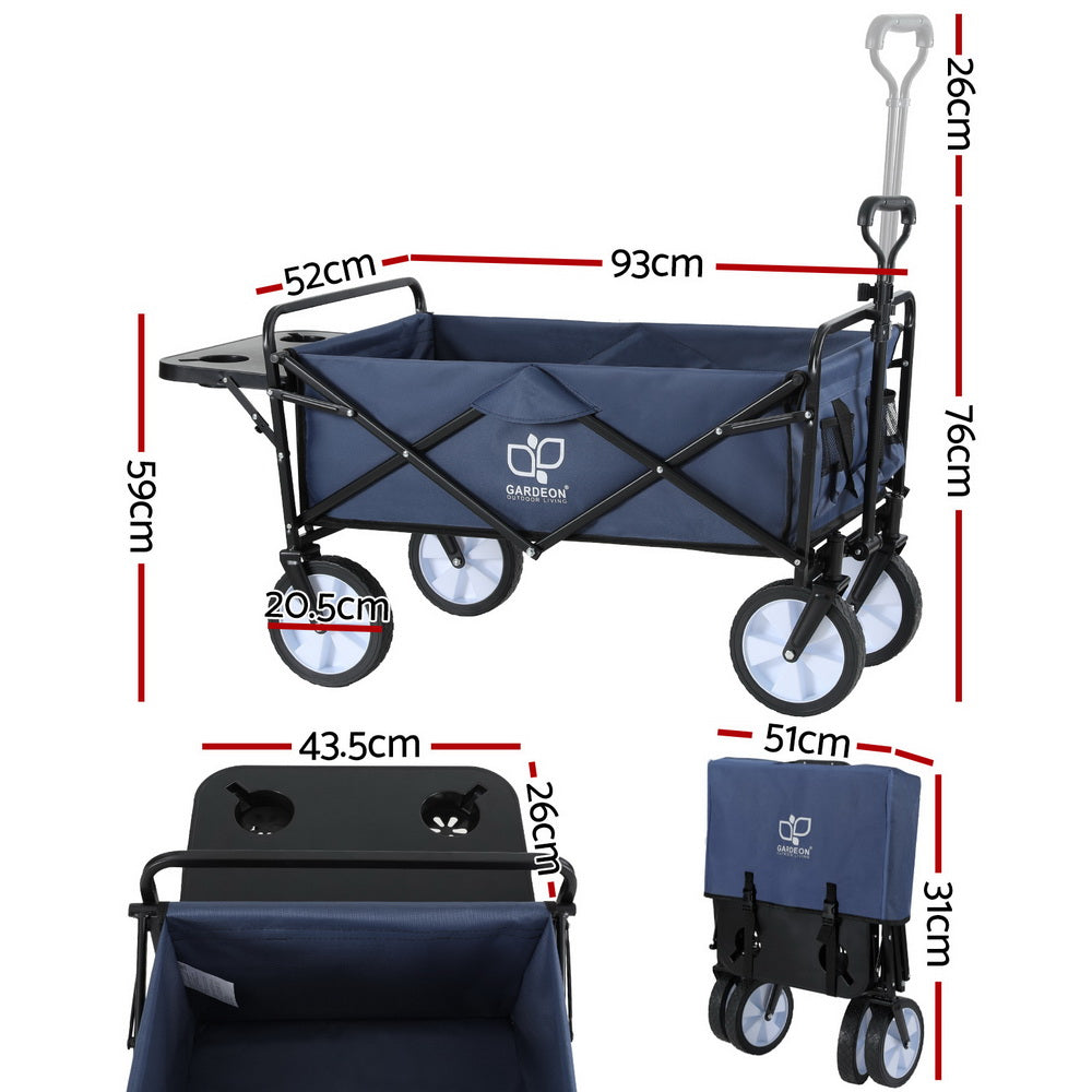 Gardeon Garden Cart with Cup Holders Blue - 0