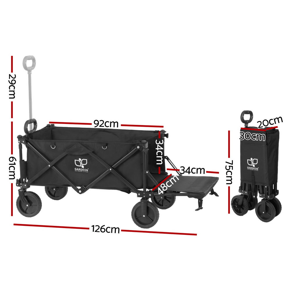 Gardeon Garden Cart with Opening Rear Black - 0