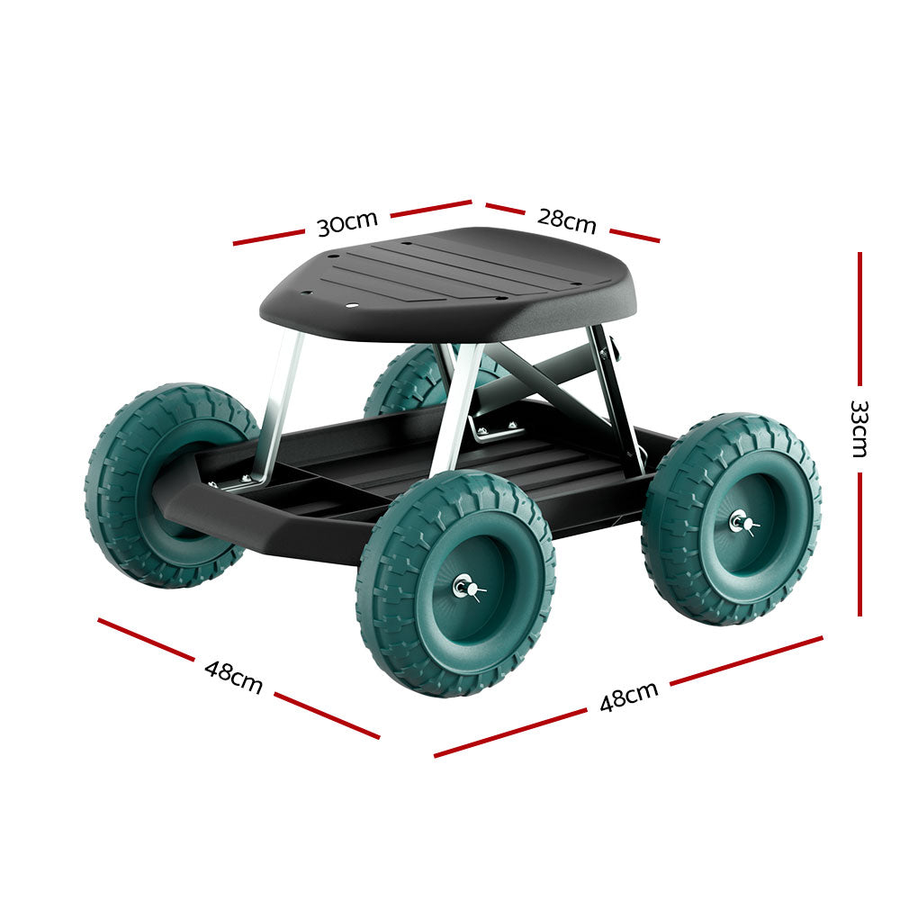 Gardeon Garden Cart Rolling Stool with Wheels Gardening Helper Seat Farm Yard - 0