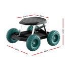 Gardeon Garden Cart Rolling Stool with Wheels Gardening Helper Seat Farm Yard-2