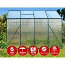 Green Fingers Greenhouse 2.52x1.9x1.83M Aluminium Polycarbonate Green House Garden Shed-4
