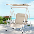 Gardeon Outdoor Swing Chair Garden Lounger Furniture Canopy 2 Seater Beige-7