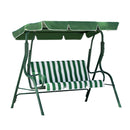 Gardeon Outdoor Swing Chair Garden Bench Furniture Canopy 3 Seater White Green-1