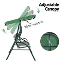 Gardeon Outdoor Swing Chair Garden Bench Furniture Canopy 3 Seater White Green-5