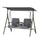 Gardeon Outdoor Swing Chair Garden Chair Canopy Cup Holder 2 Seater Grey-1
