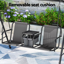 Gardeon Outdoor Swing Chair Garden Chair Canopy Cup Holder 2 Seater Grey-6