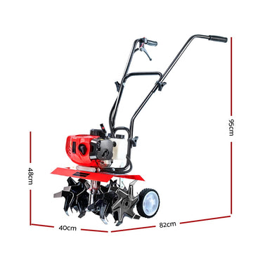 Giantz 65CC Tiller Rototiller Garden Cultivator 6 Blades Soil Power Rotary Hoe - 0