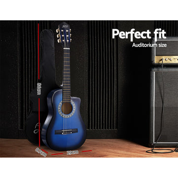 Alpha 34 Inch Classical Guitar Wooden Body Nylon String w/ Stand Beignner Blue - 0