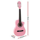 Alpha 34 Inch Classical Guitar Wooden Body Nylon String Beginner Kids Gift Pink-2
