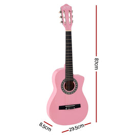 Alpha 34 Inch Classical Guitar Wooden Body Nylon String Beginner Kids Gift Pink - 0