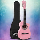 Alpha 34 Inch Classical Guitar Wooden Body Nylon String Beginner Kids Gift Pink-7