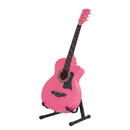 Alpha 38 Inch Acoustic Guitar Wooden Body Steel String Full Size w/ Stand Pink-3