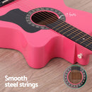 Alpha 38 Inch Acoustic Guitar Wooden Body Steel String Full Size w/ Stand Pink-6