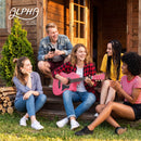 Alpha 38 Inch Acoustic Guitar Wooden Body Steel String Full Size w/ Stand Pink-9