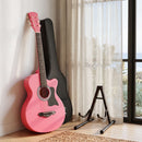 Alpha 38 Inch Acoustic Guitar Wooden Body Steel String Full Size w/ Stand Pink-10