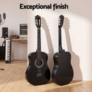 Alpha 38 Inch Classical Acoustic Guitar with Folding Stand Capo and String Set Black-5