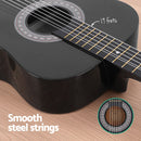 Alpha 38 Inch Classical Acoustic Guitar with Folding Stand Capo and String Set Black-6