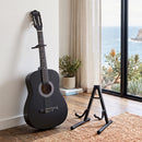 Alpha 38 Inch Classical Acoustic Guitar with Folding Stand Capo and String Set Black-10