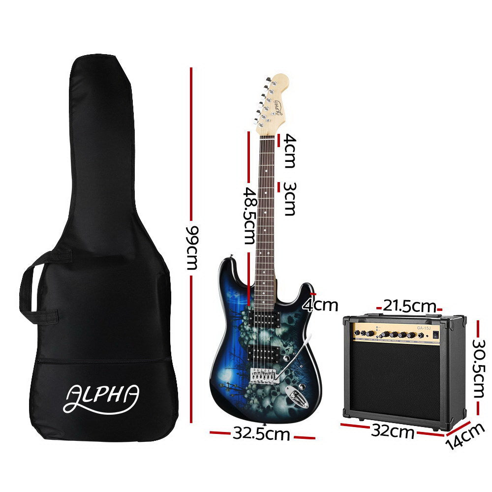 Alpha 41 Inch Electirc Guitar Humbucker Pickup Switch Amplifier Black - 0