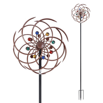 Gardeon Garden Windmill Metal Wind Spinner Double Layer 190cm Bronze - 0