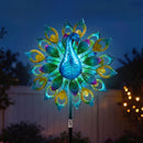 Gardeon Garden Windmill Solar Light Colorful Peacock Metal Spinner 190cm-1