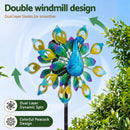 Gardeon Garden Windmill Solar Light Colorful Peacock Metal Spinner 190cm-6