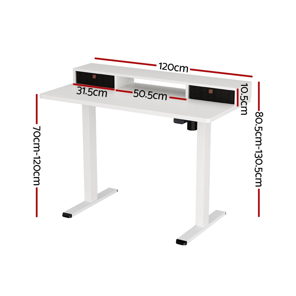 Artiss Electric Standing Desk with Storage Shelf Drawer Office Table 120CM - 0