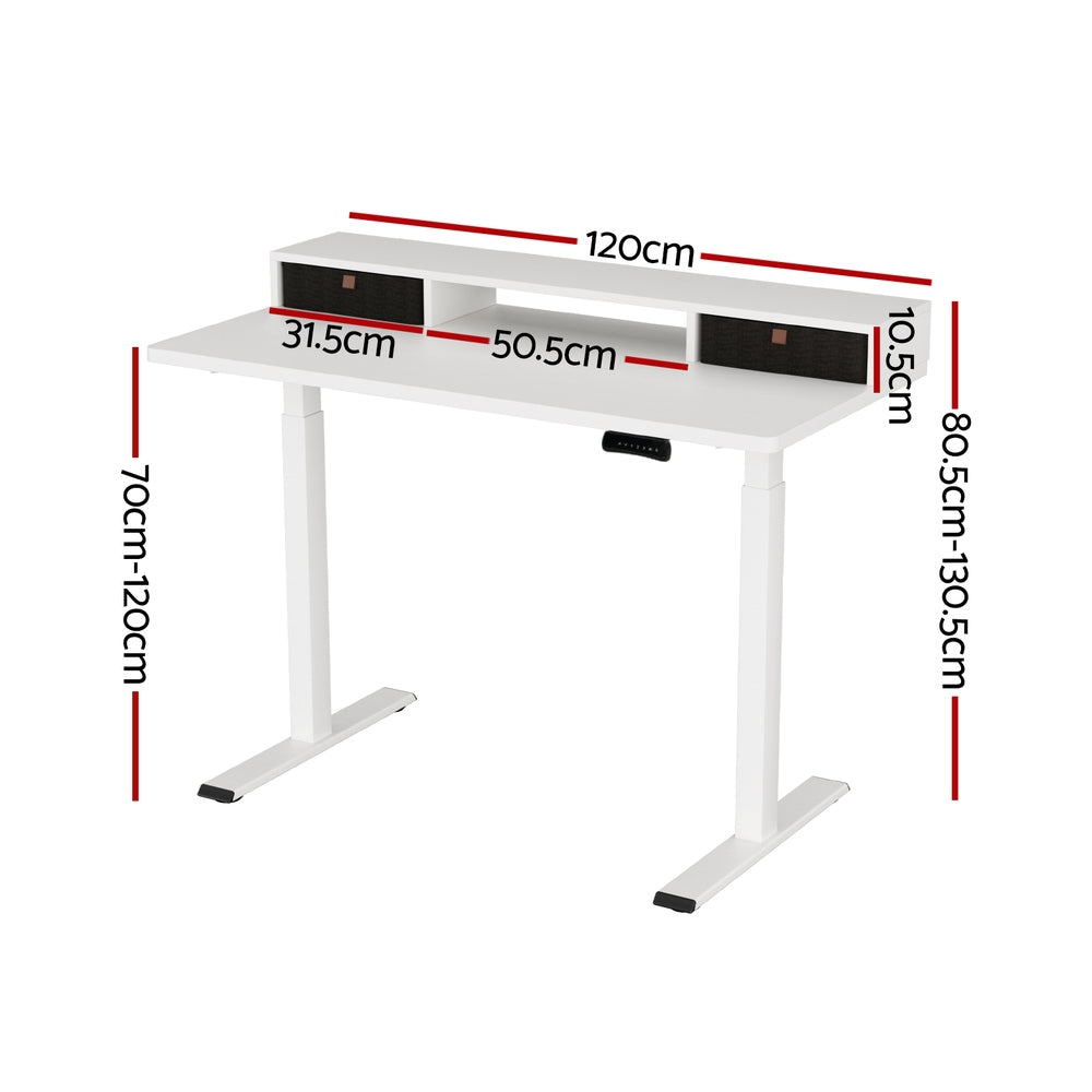 Artiss Electric Standing Desk Dual Motor Office Table With Shelf Drawer120CM - 0