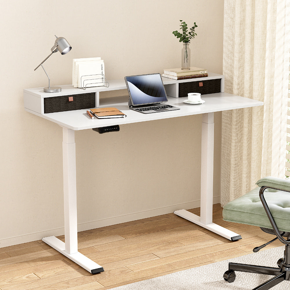 Artiss Electric Standing Desk Dual Motor Office Table With Shelf Drawer120CM