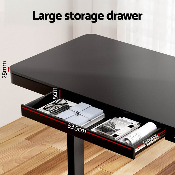 Artiss Standing Desk Motorised Electric Dual Motor Drawer 120CM Black