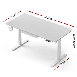 Artiss Electric Standing Desk 140cm Adjustable Height Motorised Home Office Desk Drawer - 0
