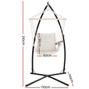 Gardeon Hammock Chair with Steel Stand Armrest Outdoor Hanging Cream-2