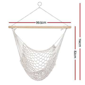Gardeon Hammock Chair Outdoor Hanging Camping Mesh Indoor Cream - 0