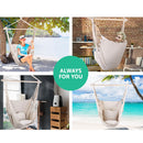 Gardeon Hammock Chair Outdoor Camping Hanging Hammocks Cushion Pillow Cream-4